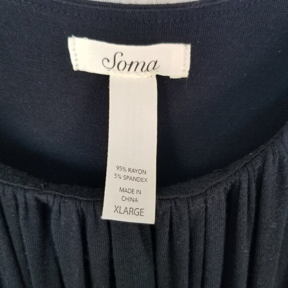 Soma Black Maxi Dress Size XL Stretch Knit Embroidered Hem High Waist - Picture 6 of 9
